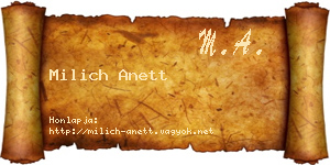 Milich Anett névjegykártya